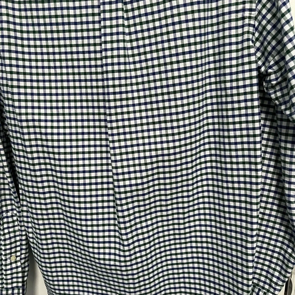 Ralph Lauren Button Down Shirt Green Blue Flesh Pony Men's MEDIUM Gingham Check
